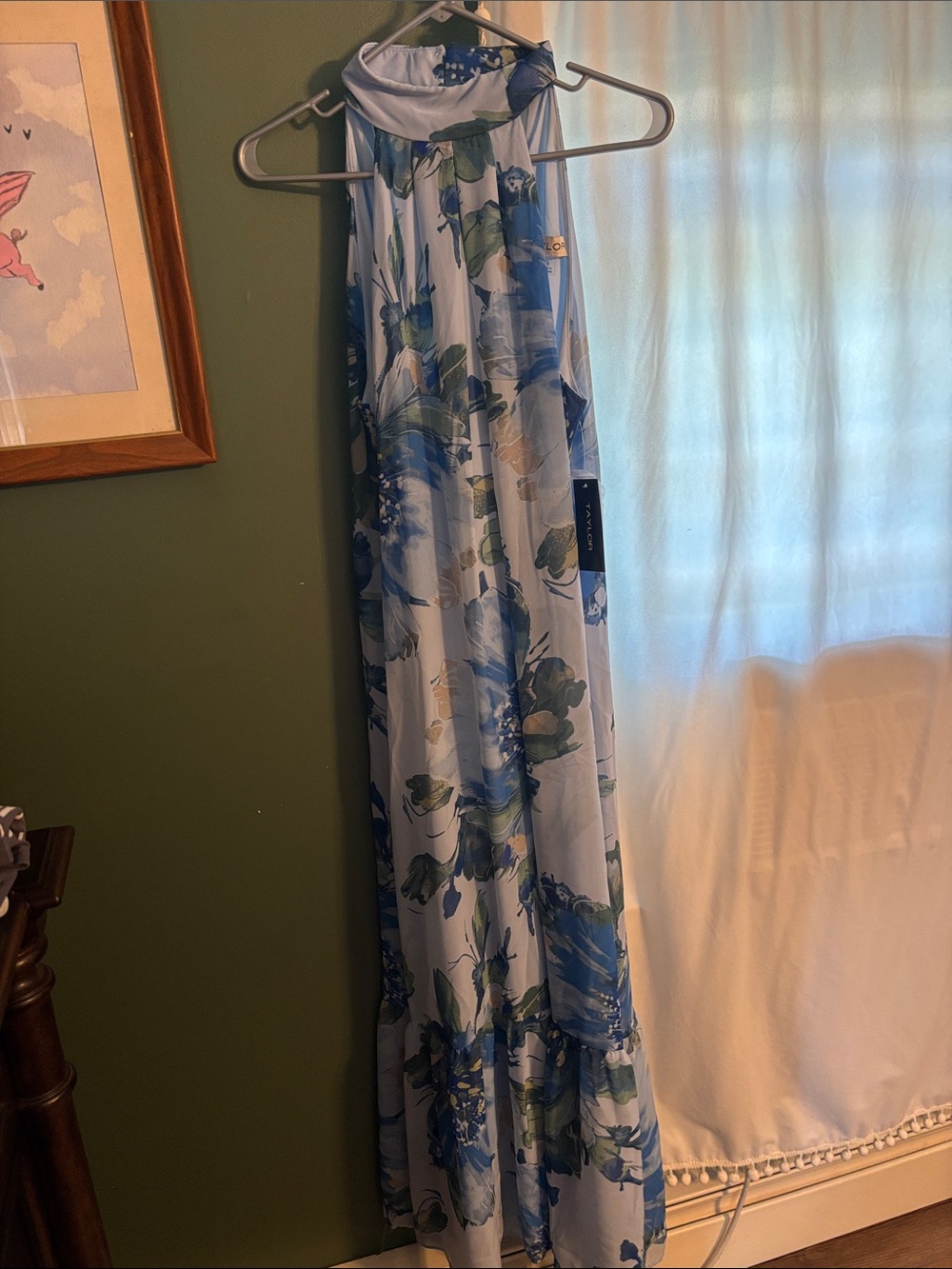 Blue Floral Halter Maxi Dress